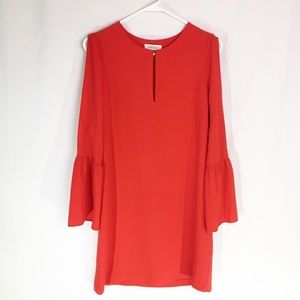 Leyden Red Slit Sleeve Bell Cuff Shift Dress - S